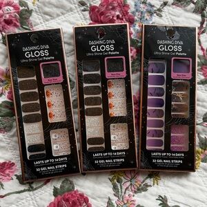 Dashing Diva Gloss Gel Nail Strips - Black, Silver, Purple